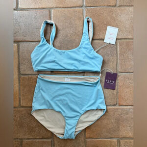 NWT Kitty and Vibe Reversible Scoop Top and High Waisted Bottoms Bikini